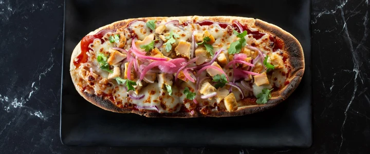 BBQ chicken flatbread from the VJ’s dine-in menu